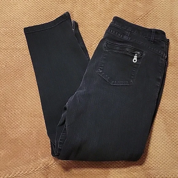 Chicos Platinum Jeans With Zippers Size Chico's 1.5 (US 10) - Picture 1 of 4